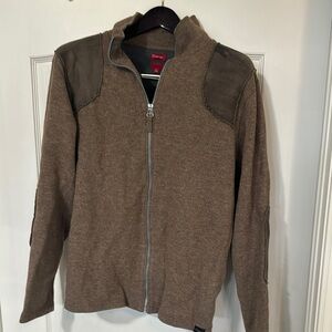 Firetrap Brown Zip-Up Jacket with Shoulder and elbow Patches